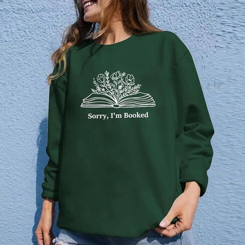 Book Sweatshirts for Women Sorry Im Booked Bookish Bookworm Reading Graphic Sweatshirt Book Lovers Gift Pullover Tops in Kuwait