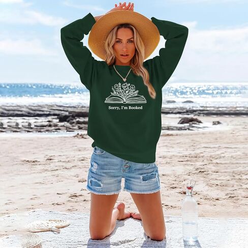 Book Sweatshirts for Women Sorry Im Booked Bookish Bookworm Reading Graphic Sweatshirt Book Lovers Gift Pullover Tops in Kuwait