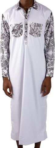 Men’s Thobe – Urban Printed Thobe for Men - Long Sleeve Islamic Robe - Kaftan for Eid, Prayer, Ramadan & Casual Outfits in Saudi Arabia