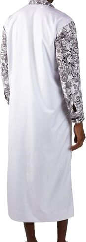 Men’s Thobe – Urban Printed Thobe for Men - Long Sleeve Islamic Robe - Kaftan for Eid, Prayer, Ramadan & Casual Outfits in Saudi Arabia