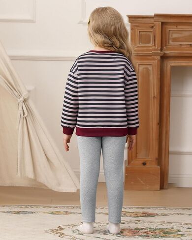 مجموعة ملابس الفتيات الصغيرات من Jecson: ملابس ناعمة قابلة للتمدد مكونة من 3 قطع، سويت شيرت مخطط ملون وسروال ضيق لطيف للخريف والمدرسة المنزلية 2-8 سنوات in Kuwait