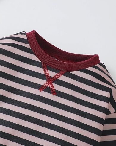 مجموعة ملابس الفتيات الصغيرات من Jecson: ملابس ناعمة قابلة للتمدد مكونة من 3 قطع، سويت شيرت مخطط ملون وسروال ضيق لطيف للخريف والمدرسة المنزلية 2-8 سنوات in Kuwait