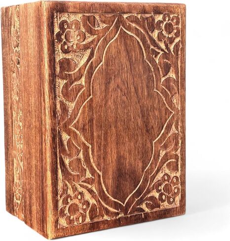 S'vaav's Beautiful Handcrafted Made Wooden Urn Box | Holding Capacity Upto 110 Cubic Inch | for Human Ashes, Cremation Funeral & Decorative Urn Box (Pack of 1, Mahogany, Size: Large) in Saudi Arabia