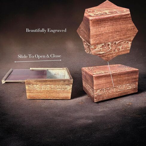 S'vaav's Beautiful Handcrafted Made Wooden Urn Box | Holding Capacity Upto 110 Cubic Inch | for Human Ashes, Cremation Funeral & Decorative Urn Box (Pack of 1, Mahogany, Size: Large) in Saudi Arabia