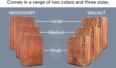 S'vaav's Beautiful Handcrafted Made Wooden Urn Box | Holding Capacity Upto 110 Cubic Inch | for Human Ashes, Cremation Funeral & Decorative Urn Box (Pack of 1, Mahogany, Size: Large) in Saudi Arabia
