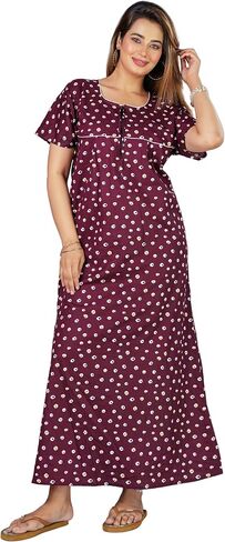 Soft Cotton Indian Nighty for Women – Comfortable Long Nightgown & Maxi Gown, Perfect for Daily & Home Wear in Saudi Arabia