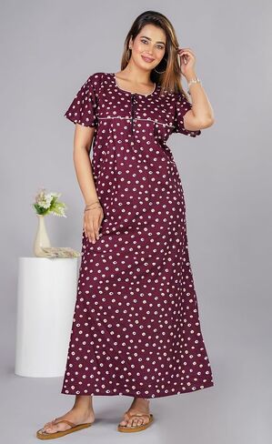 Soft Cotton Indian Nighty for Women – Comfortable Long Nightgown & Maxi Gown, Perfect for Daily & Home Wear in Saudi Arabia