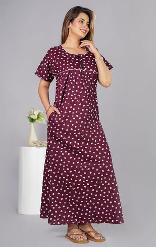 Soft Cotton Indian Nighty for Women – Comfortable Long Nightgown & Maxi Gown, Perfect for Daily & Home Wear in Saudi Arabia