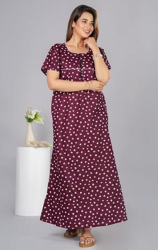 Soft Cotton Indian Nighty for Women – Comfortable Long Nightgown & Maxi Gown, Perfect for Daily & Home Wear in Saudi Arabia