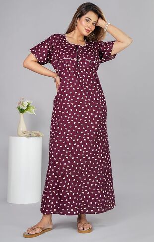 Soft Cotton Indian Nighty for Women – Comfortable Long Nightgown & Maxi Gown, Perfect for Daily & Home Wear in Saudi Arabia