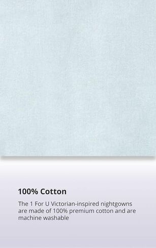 The 1 for U Cotton Nightgowns for Women - Victorian Nightgown, Paige 100% Cotton Gown in Saudi Arabia