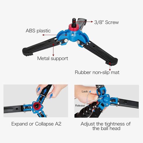 حامل ثلاثي صغير من Koolehaoda، حامل قاعدة مونوبود عالمي 3 أرجل يدعم Unipod مع برغي 3/8 بوصة لرأس Monopods Ballhead - A1 in Kuwait