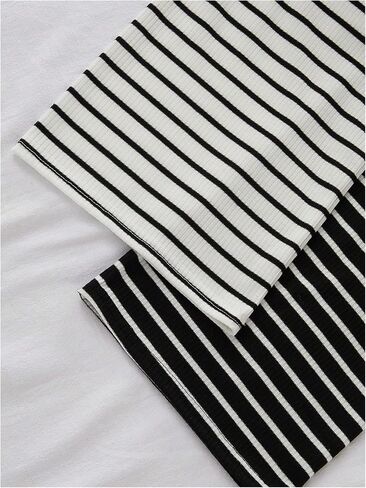 Women's 2 Pack Stripe Wide Leg Pj Pants Knot Front Comfy Lounge Pajama Bottoms Casual Trousers in Saudi Arabia