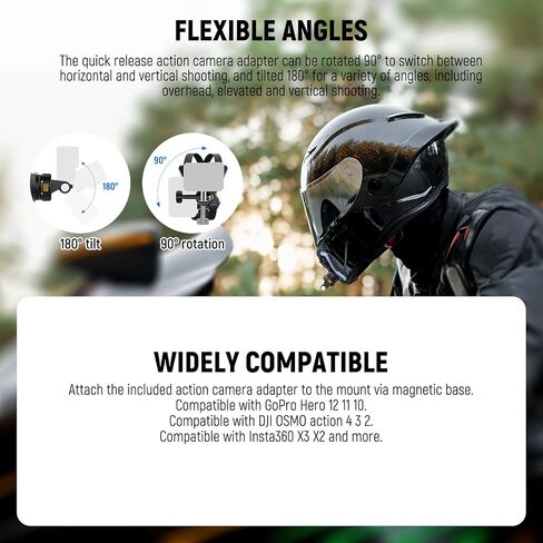 Neewer Motorcycle Helmet Chin Strap Mount for Action Camera, Helmet Mount with Magnetic Quick Release Camera Mount Adapter Compatible with GoPro DJI Insta360 AKASO, GP19 in Saudi Arabia