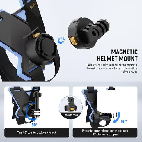 Neewer Motorcycle Helmet Chin Strap Mount for Action Camera, Helmet Mount with Magnetic Quick Release Camera Mount Adapter Compatible with GoPro DJI Insta360 AKASO, GP19 in Saudi Arabia