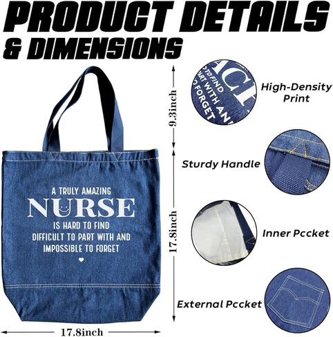 حقيبة يد من الدينيم، هدية رائعة للمدرب، حقيبة كتف كلاسيكية للجنسين، حقيبة تسوق كاجوال، هدية شكرًا لك in Kuwait