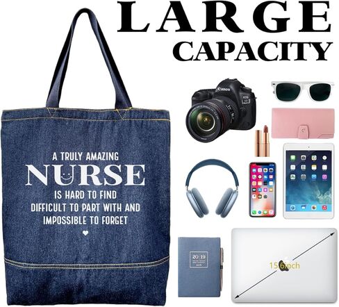 حقيبة يد من الدينيم، هدية رائعة للمدرب، حقيبة كتف كلاسيكية للجنسين، حقيبة تسوق كاجوال، هدية شكرًا لك in Kuwait