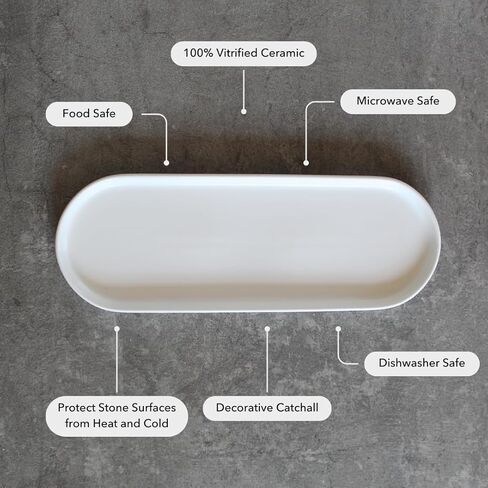 Murchison-Hume Oval Ceramic Catchall Tray – Elegant, Dishwasher-Safe Organizer for Sink, Vanity, Entryway, Desk & More (Large) in Kuwait