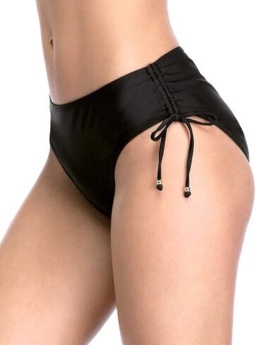 Mid Rise String Bathing Suit Tie Side Hipster Ruched Swimwear Bikini Bottoms in Saudi Arabia