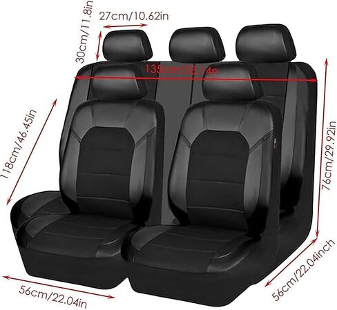 9 Pcs Car Leather Seat Covers for Toyota Hilux 2009-2018 2019 2020 2021 2022 2023 2024 2025, Full Surround Breathable Waterproof Car Seat Protectors Accessories,Black in Saudi Arabia