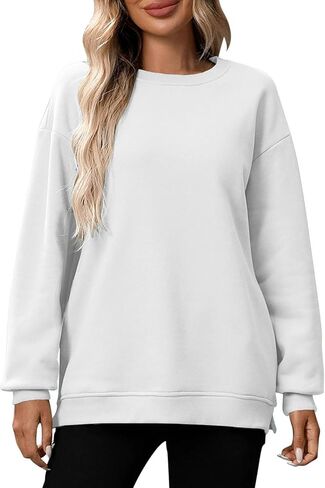 Oversized Crewneck Sweatshirt for Women with Pockets, Cotton Casual Pullover Hoodies Long Sleeve Tops Fall 2025 in Kuwait