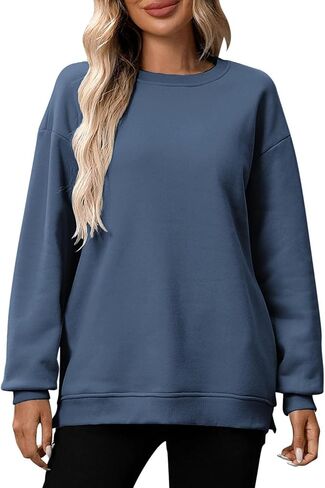 Oversized Crewneck Sweatshirt for Women with Pockets, Cotton Casual Pullover Hoodies Long Sleeve Tops Fall 2025 in Kuwait