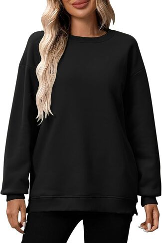 Oversized Crewneck Sweatshirt for Women with Pockets, Cotton Casual Pullover Hoodies Long Sleeve Tops Fall 2025 in Kuwait