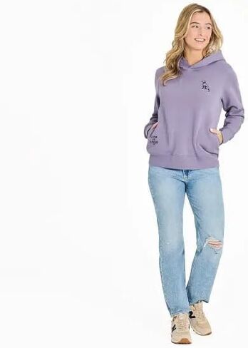 Life is Good. Women's Simple Dog Good Vibes Simply True Fleece Hoodie, Dusk Purple in Saudi Arabia