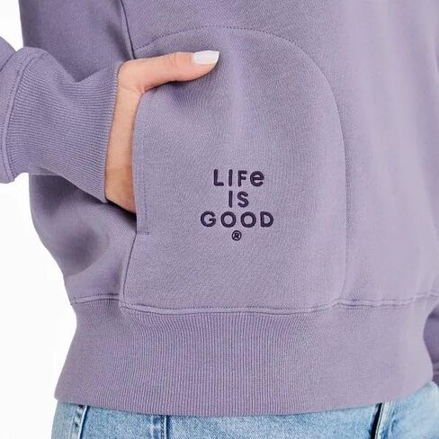 Life is Good. Women's Simple Dog Good Vibes Simply True Fleece Hoodie, Dusk Purple in Saudi Arabia