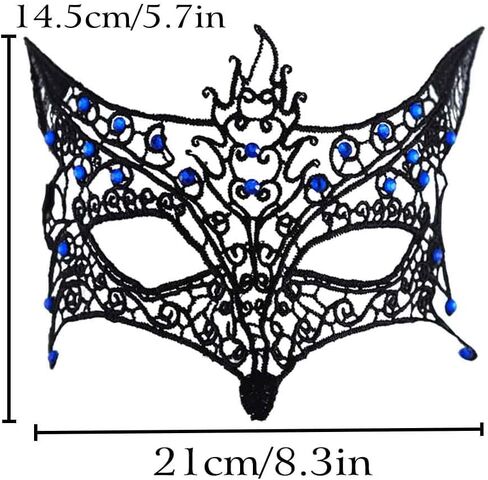 Masquerade Lace Mask for Women Fox Eye Masks Black Face Mask for Party Halloween Cosplay in Kuwait