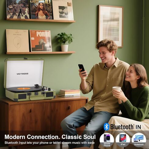 Bluetooth Record Player with Speakers, 3-Speed Portable Suitcase Turntable LP Player, Belt-Drive Vinyl Record Player with PC Recording, RCA/AUX/Headphone Jack, Purple in Kuwait