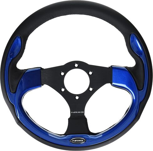 NRG Innovations NRG-RST-001BL Reinforced Steering Wheel- 320mm Sport Steering Wheel with Black Leather/Blue Molded Trim in Saudi Arabia