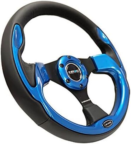 NRG Innovations NRG-RST-001BL Reinforced Steering Wheel- 320mm Sport Steering Wheel with Black Leather/Blue Molded Trim in Saudi Arabia