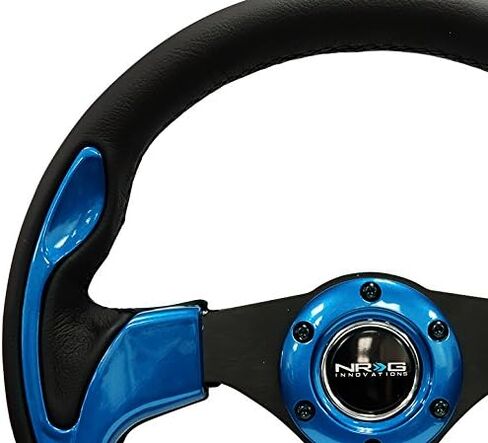 NRG Innovations NRG-RST-001BL Reinforced Steering Wheel- 320mm Sport Steering Wheel with Black Leather/Blue Molded Trim in Saudi Arabia