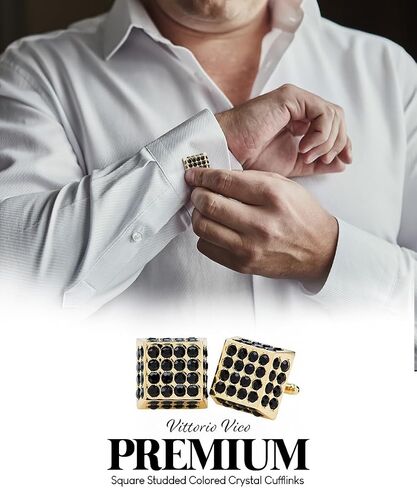 Large Square Studded Colored Crystal Cuff Links for Men – Tuxedo Suit Accessories, Cufflinks for Men in Saudi Arabia