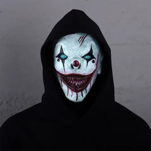 Scary Halloween Terrifier Clown Mask Creepy Killer Joker Half Face Mask Horror Art the Clown Mask with Hats in Saudi Arabia