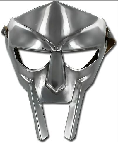 قناع Mf Doom Gladiator Mask Villain 18 جرام من الفولاذ الطري درع الوجه المصنوع يدويًا من العصور الوسطى | زي الهالوين المعدني الكامل للوجه يمكن ارتداؤه للجنسين in Saudi Arabia