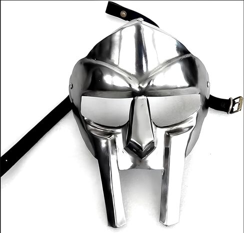 قناع Mf Doom Gladiator Mask Villain 18 جرام من الفولاذ الطري درع الوجه المصنوع يدويًا من العصور الوسطى | زي الهالوين المعدني الكامل للوجه يمكن ارتداؤه للجنسين in Saudi Arabia