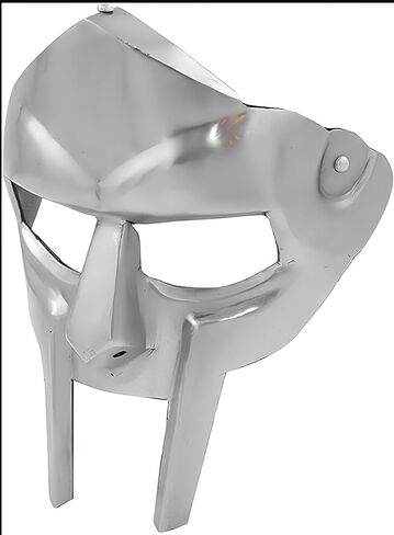 قناع Mf Doom Gladiator Mask Villain 18 جرام من الفولاذ الطري درع الوجه المصنوع يدويًا من العصور الوسطى | زي الهالوين المعدني الكامل للوجه يمكن ارتداؤه للجنسين in Saudi Arabia