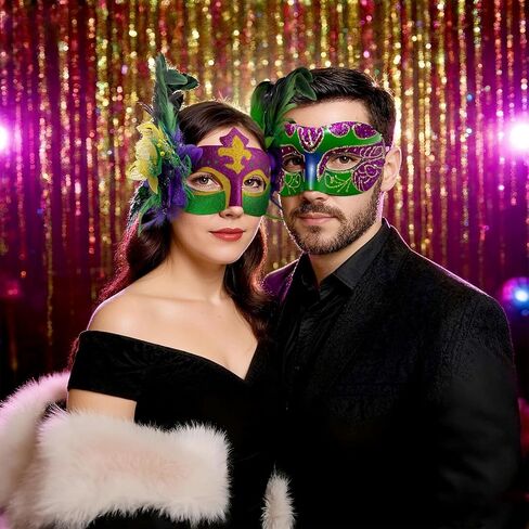 Masquerade Masks for Women with Feathers, Venetian Eyemask for Party Mardi Gras Halloween Cosplay Prom Christmas in Saudi Arabia