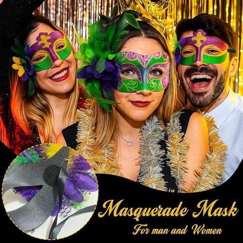 Masquerade Masks for Women with Feathers, Venetian Eyemask for Party Mardi Gras Halloween Cosplay Prom Christmas in Saudi Arabia