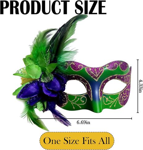 Masquerade Masks for Women with Feathers, Venetian Eyemask for Party Mardi Gras Halloween Cosplay Prom Christmas in Saudi Arabia