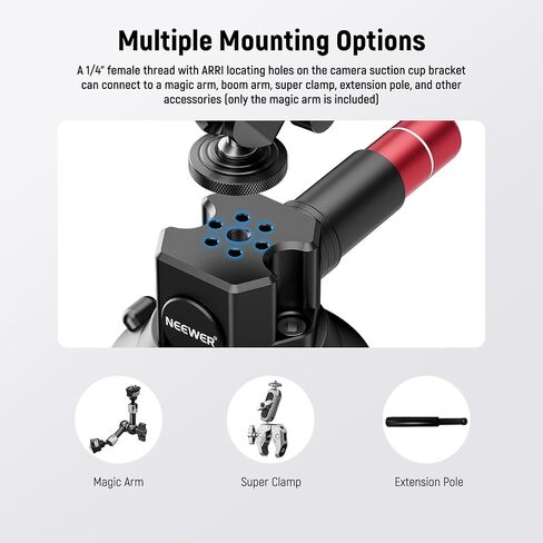 Neewer Dual Suction Cup Car Mount Kit with 360° Ball Head Magic Arm, Quick Release Air Pump Vacuum Camera Mount with Phone Holder & Action Camera Adapter Compatible with Insta360 DJI OSMO, CA066 in Saudi Arabia
