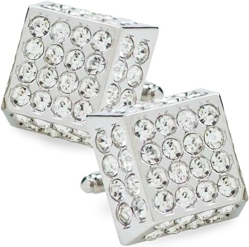 Large Square Studded Colored Crystal Cuff Links for Men – Tuxedo Suit Accessories, Cufflinks for Men in Saudi Arabia