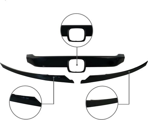 PartsFlow 3PCS Front Bumper Grille Factory Style Grill Glossy Black With Trim For 2016 2017 2018 Honda Civic HO1200231 JDM in Saudi Arabia