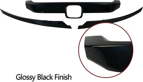 PartsFlow 3PCS Front Bumper Grille Factory Style Grill Glossy Black With Trim For 2016 2017 2018 Honda Civic HO1200231 JDM in Saudi Arabia