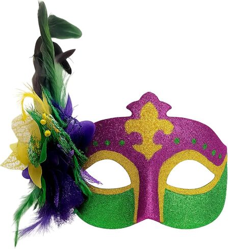Masquerade Masks for Women with Feathers, Venetian Eyemask for Party Mardi Gras Halloween Cosplay Prom Christmas in Saudi Arabia