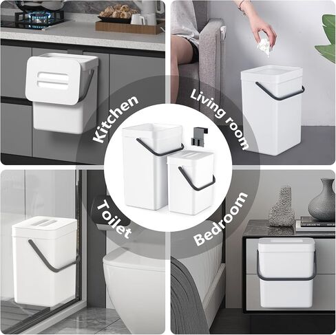 Gintan 13 Gallon Kitchen Trash Can with Lid,25-45 L Altitude Variable Kitchen Bin,Garbage Can with Wheels for Kitchen,Bathroom,Bedroom,Office,Two Space-Saving Small Waste Bin and Garbage Bag(Three) in Saudi Arabia