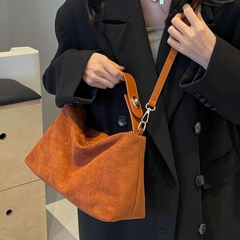 Brown Suede Bags for Women Faux Suede Purse Suede Handbag Suede Tote Bag for Work Office in Kuwait