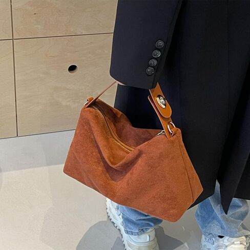 Brown Suede Bags for Women Faux Suede Purse Suede Handbag Suede Tote Bag for Work Office in Kuwait